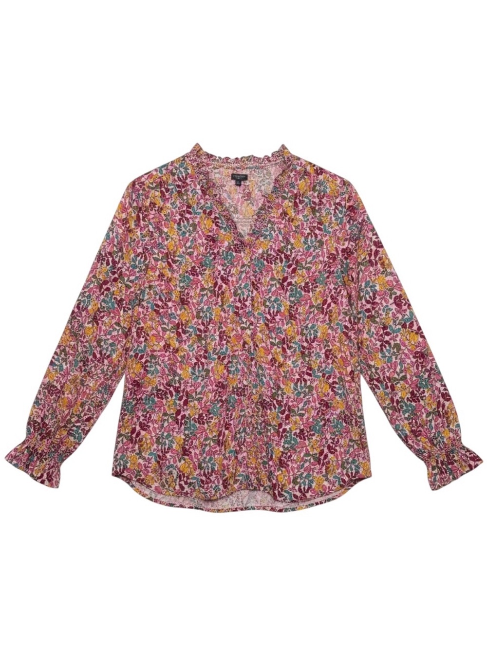 Talbots‎ Ruffle Top Gathered Leaves Cotton Metallic Size 1X